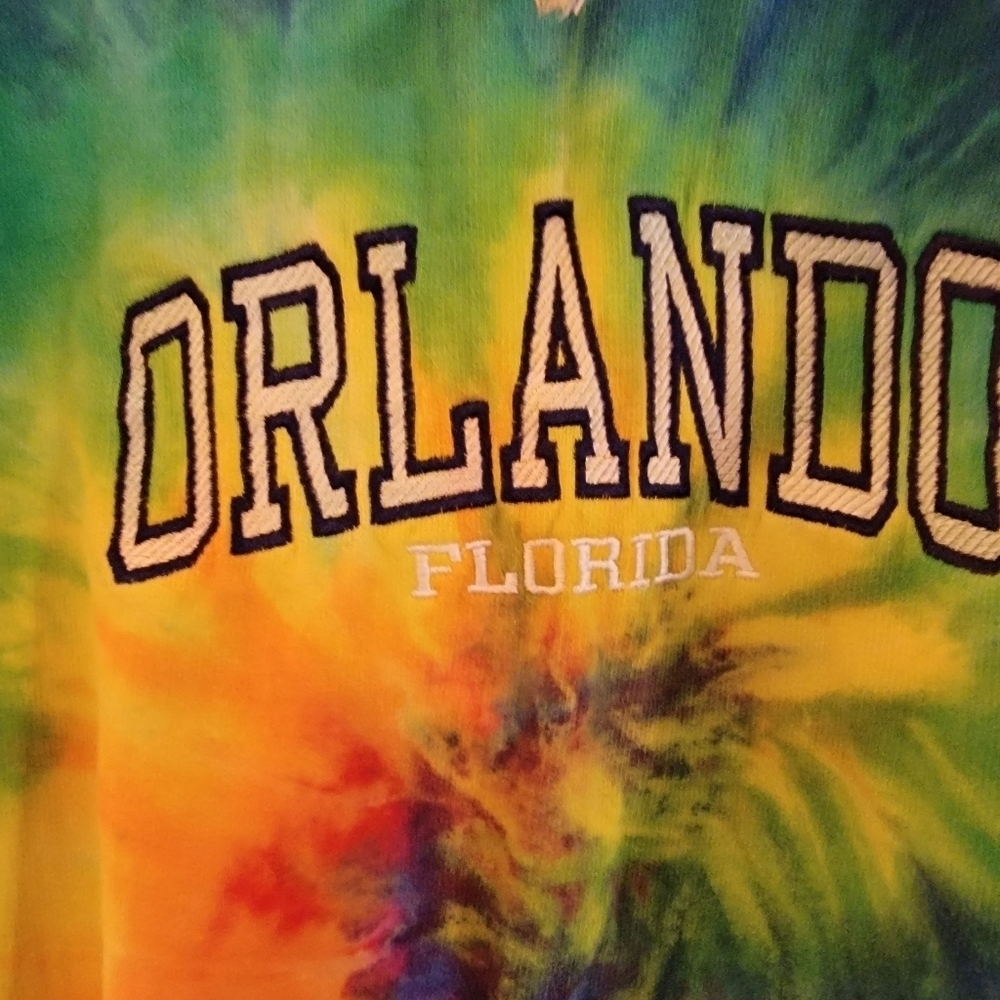 Exist Tye Dye Orlando Florida Hoodie, Size L with Kangaroo Pocket - Picture 3 of 5